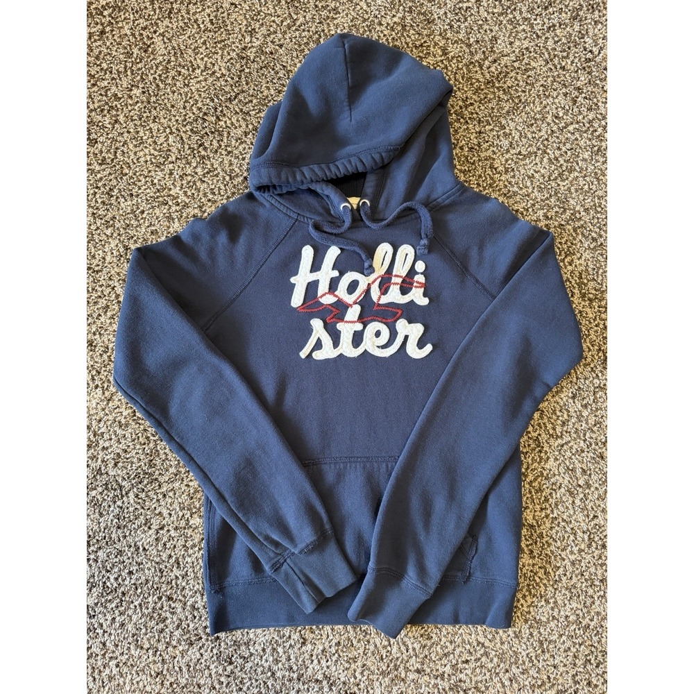 Vintage Y2K Hollister Women's Large Hoodie Embroidered Logo Fitted Pullover